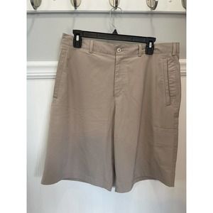 Nike Team FitDry Mens Size 34 Khaki Solid Chino Shorts 5 pocket